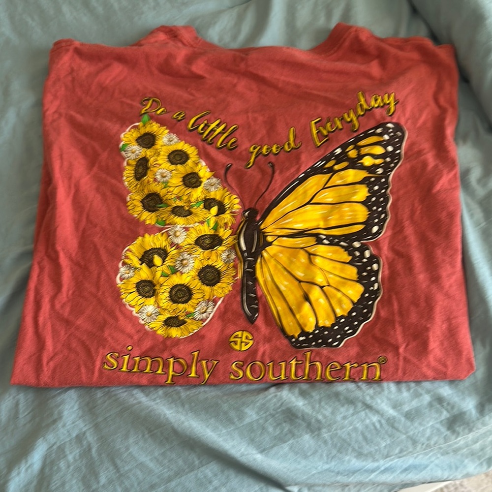 Simply Southern Kids Red T-Shirt with Butterfly Design